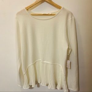 Never worn LC cream ruffle sweater with tags